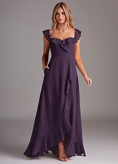 Azazie Lyra Bridesmaid Dresses Plum A-Line Chiffon Convertible Dress image3
