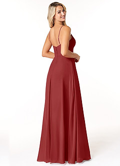 Azazie Moira Bridesmaid Dresses Rust A-Line Scoop Chiffon Dress image5