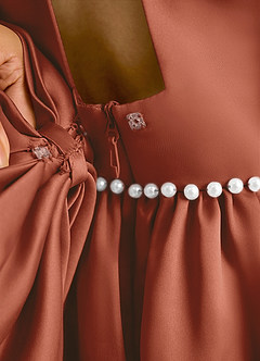 Azazie Daisies Robe Demoiselle D'honneur Fillette Robe Princesse en Mat Satiné Arc Auburn image8