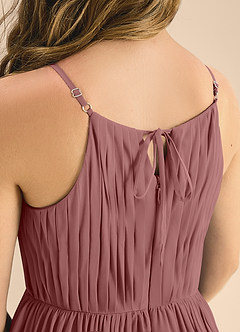 Azazie Elliora Junior Desert Rose A-Line Pleated Chiffon Dress image7