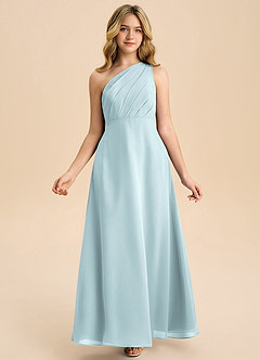 Azazie Phaedra Junior Mist A-Line Pleated Chiffon Dress image7