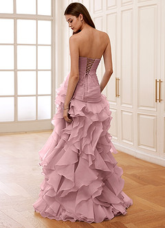 Christabelle Blasses Pink Korsett-Strass-Abendkleid aus durchsichtiger Spitze image2