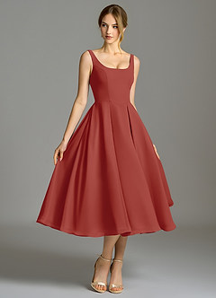 Azazie Amalie Bridesmaid Dresses Terracotta A-Line Pleated Chiffon Dress image3