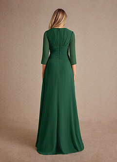Azazie Mayfield Mother of the Bride Dresses Dark Green A-Line Pleated Chiffon Dress image3