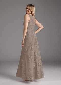 Azazie Whilhelmina Mother of the Bride Dresses Taupe Mermaid Lace Chiffon Dress image7