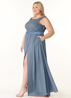 Azazie Elly Bridesmaid Dresses Twilight A-Line Lace Scoop Neck Chiffon Dress image9