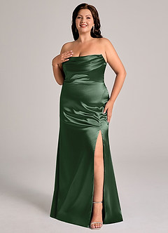 Azazie Saige Bridesmaid Dresses Eucalyptus Sheath Off the Shoulder Metallic Satin Convertible Dress image12