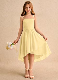 Azazie Twilight Dance Blumenmädchenkleider A-Linie Plissee Chiffon Kleid Butter image1