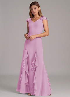 Azazie Nessa Bridesmaid Dresses Candy Pink A-Line Chiffon Dress image6