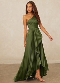 Christian Siriano Bridal for Azazie 1008 Brautjungfernkleider A-Linie One-Shoulder Stretch-Satin Kleid Olivgrün image4