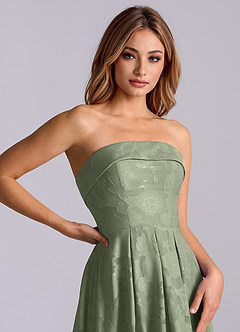 Azazie Lucienne Vestidos de damas de honor Vestido Pistacho de Devorado Floral de Línea A con Palabra de honor image5