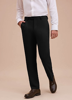 front Ethan Black Refined Weave Dress Pants