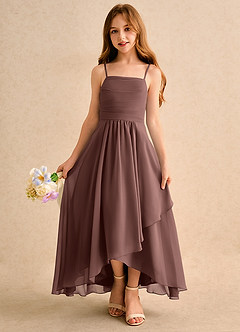 Azazie Twilight Dance Girls Formal Blumenmädchenkleider A-Linie Plissee Chiffon Kleid Espresso image4