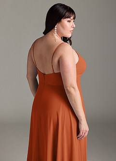 Azazie Akita Vestidos de damas de honor Vestido de Naranja Quemada de Gasa de Corte en A image11