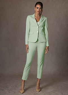 front Whitney Dusty Sage Structured Stretch Cropped Pants Suit