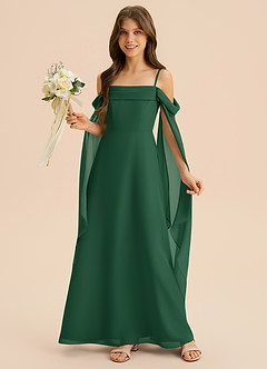 Azazie Moana Junior A-Linie Plissee Chiffon Kleid Dunkelgrün image4