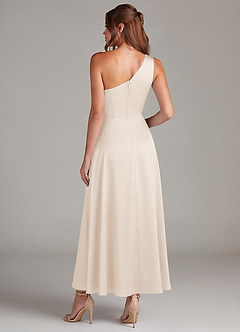 Azazie Brooke Suknie dla druhen Linia A Jedno ramię Satyna elastyczna Długość kostki Sukienka image7