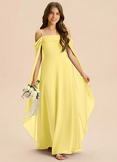 Azazie Moana Junior Canary A-Line Pleated Chiffon Dress image3
