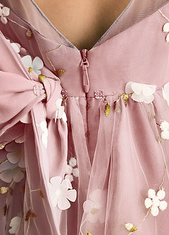Azazie Elowen vestidos de niña de las flores Vestido Rosa Polvorienta de Encaje de Línea A con Escote corazón image7