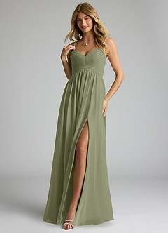 Azazie Alia Bridesmaid Dresses Pistachio A-Line Pleated Chiffon Dress image3