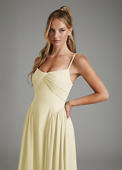Azazie Evan Bridesmaid Dresses Lemon Sorbet A-Line Strapless Chiffon Dress image6