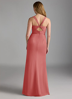 Azazie Mero Vestidos de damas de honor Vestido Rosa Antigua de Gasa de Corte Recto con Plisado image3