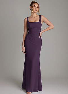 Azazie Agustina Bridesmaid Dresses Plum Mermaid Corset Chiffon Dress image1