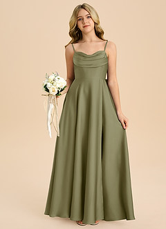 Azazie Bear Junior Pistachio A-Line Sweetheart Neckline Stretch Satin Dress image7