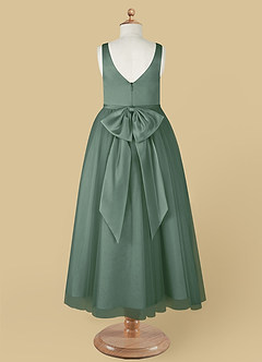 Azazie Marybell Flower Girl Dresses Eucalyptus A-Line Bow Tulle Dress image10