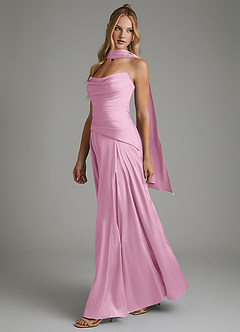 Azazie Gabriela Bridesmaid Dresses Candy Pink A-Line Corset Stretch Satin Dress image6