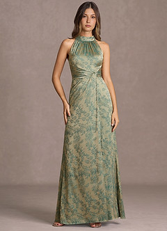 Vestido Platino Verde Azulado Largo Hannah image4