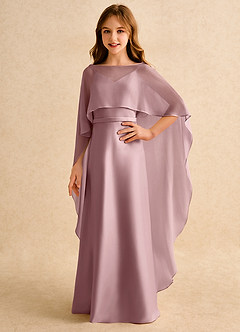 Azazie Fishie Junior Formal Sukienki dla dziewczynek sypiących kwiaty Linia A Matowy satynowy Długość podłogi Sukienka image1