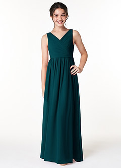Azazie Sawyer Junior Pine A-Line Pleated Chiffon Dress image1