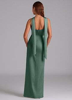 Azazie Calandra Essayer des robes à la maison Robe Trapèze en Satin extensible Plissée Eucalyptus image6