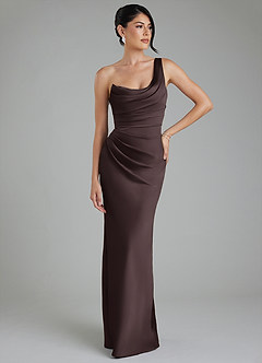 Azazie Sabrina Bridesmaid Dresses Chocolate Plum Mermaid Corset Stretch Satin Dress image7