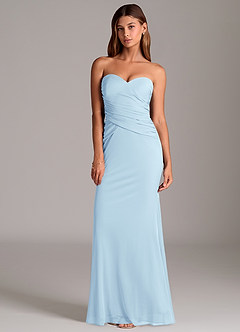 Azazie Katelyn Bridesmaid Dresses Sky Blue Sheath Strapless Mesh Convertible Dress image6