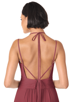 Azazie Farren Bridesmaid Dresses Merlot A-Line Pleated Chiffon Convertible Dress image6
