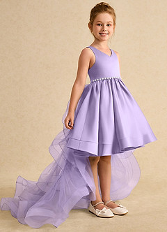 Azazie Julietta Flower Girl Dresses Lilac Ball-Gown Convertible Tulle Dress image5