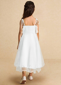 Azazie Bunie Flower Girl Dresses Diamond White A-Line Spaghetti Strap Tulle Dress image3