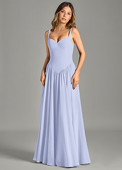 Azazie Evadina Robes de demoiselle d'honneur Robe Trapèze en Mousseline de soie Corset Lavande image4