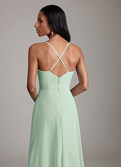 Azazie Naeem Bridesmaid Dresses Agave A-Line V-Neck Ruffle Chiffon Dress image6