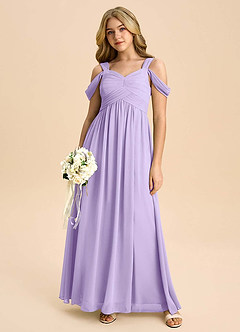 Azazie Lianne Junior Lilac A-Line Off the Shoulder Chiffon Dress image5