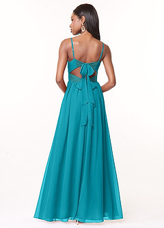 Azazie Zeya Bridesmaid Dresses Jade A-Line V-Neck Pleated Chiffon Dress image3