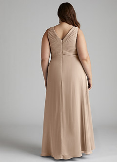 Azazie Flora Bridesmaid Dresses Taupe A-Line Pleated Chiffon Dress image13