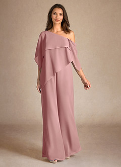 Azazie Halima Mother of the Bride Dresses Dusty Rose Jumpsuit/Pantsuit Side Slit Chiffon Dress image4