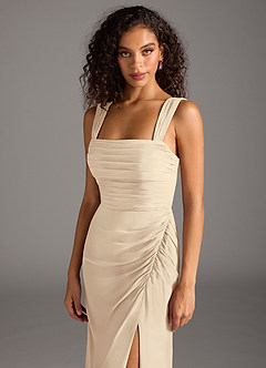 Azazie Jesaphine Bridesmaid Dresses Champagne Sheath Bow Chiffon Dress image7