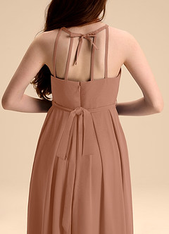 Azazie Arianthe Junior Abito A-Line in Chiffon Plissettato Bronzo image8