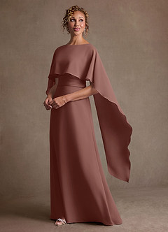 Azazie Marilla Mother of the Bride Dresses Espresso A-Line Pleated Chiffon Dress image5