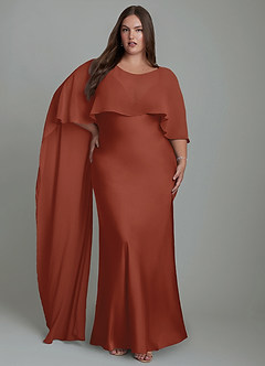 Azazie Stefania Bridesmaid Dresses Auburn A-Line Stretch Satin Dress image9
