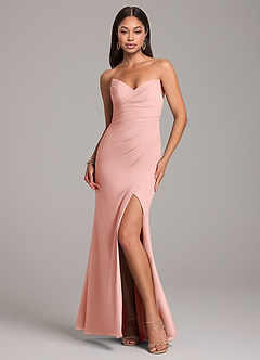Azazie Yola Bridesmaid Dresses Rosette Sheath Pleated Chiffon Convertible Dress image1